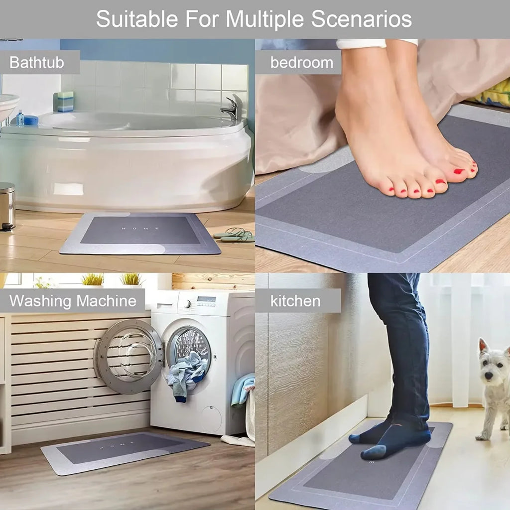 Anti-Slip Diatomite Bath Mat Set, Water Absorbent Diatom Mud Floor Mat for Bathroom & Kitchen