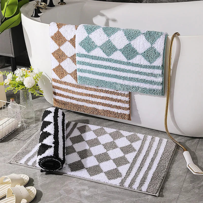 Microfiber Bath Mat with TPR Backing, Non-Slip Absorbent Thickened Machine Washable Bathroom Rug