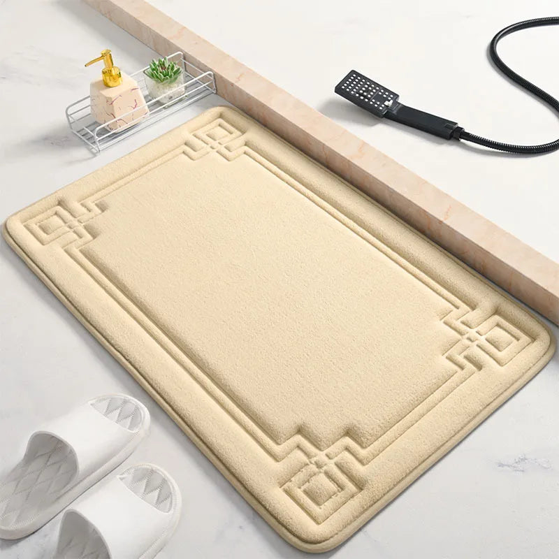Thickened Embossed Bathroom Mat, Water-Absorbent Non-Slip Carpet for Bathroom