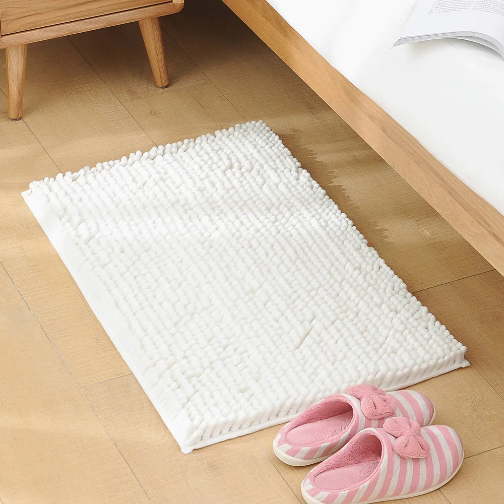 Extra Soft Chenille Polyester Bathroom Rug, Absorbent Quick Dry Bath Mat with Polypropylene Backing