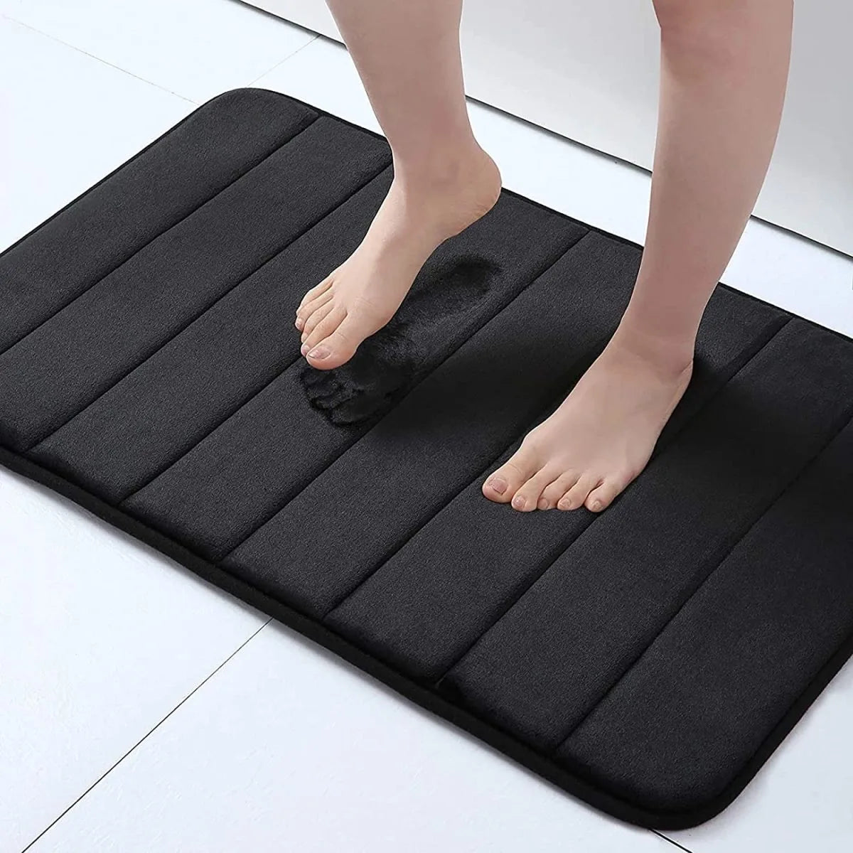 Super Absorbent Anti-Slip Shower Bath Floor Mat, Modern Polyester Bathroom Rug for Home & Hotel