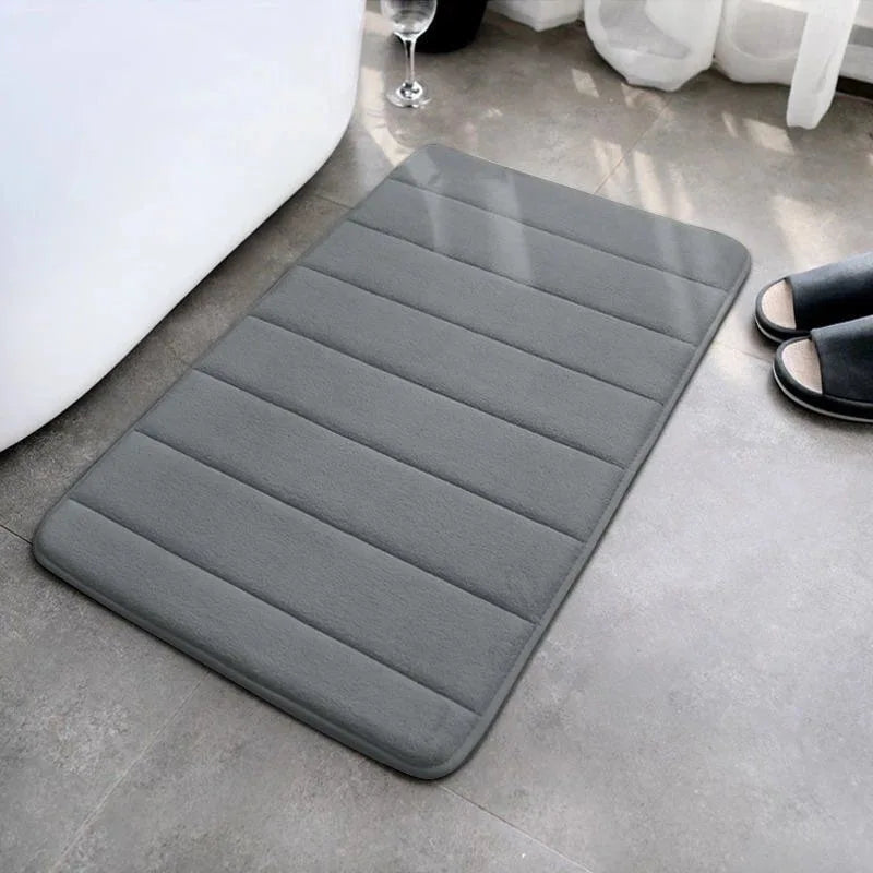 Super Absorbent Anti-Slip Shower Bath Floor Mat, Modern Polyester Bathroom Rug for Home & Hotel