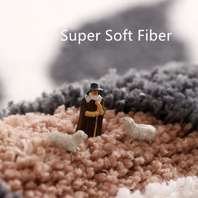 Non-Slip Water Absorbent Microfiber Bath Rug, Boho Leaves Pattern Fluffy Machine Washable Bathroom Door Mat