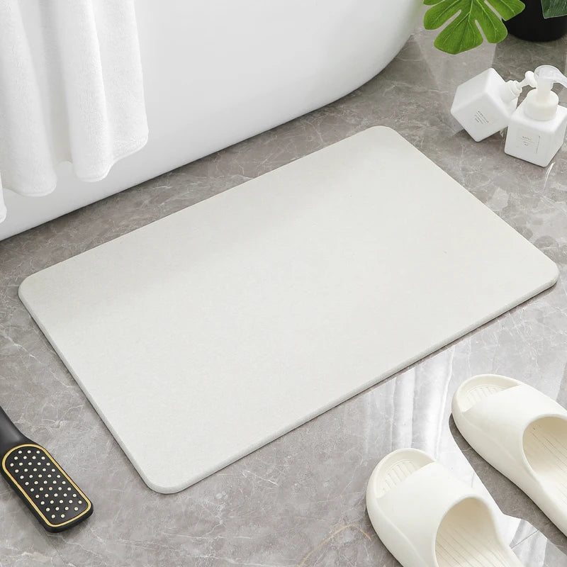 Custom Logo Luxury Diatomite Bath Mat Set, Non-Slip Absorbent Striped Shower Rug with Toilet Strip for Bathroom