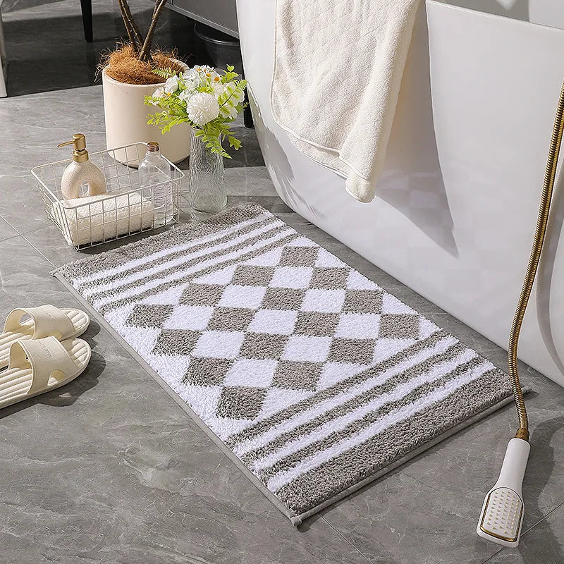 Microfiber Bath Mat with TPR Backing, Non-Slip Absorbent Thickened Machine Washable Bathroom Rug