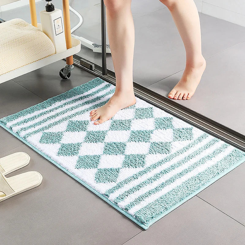 Microfiber Bath Mat with TPR Backing, Non-Slip Absorbent Thickened Machine Washable Bathroom Rug