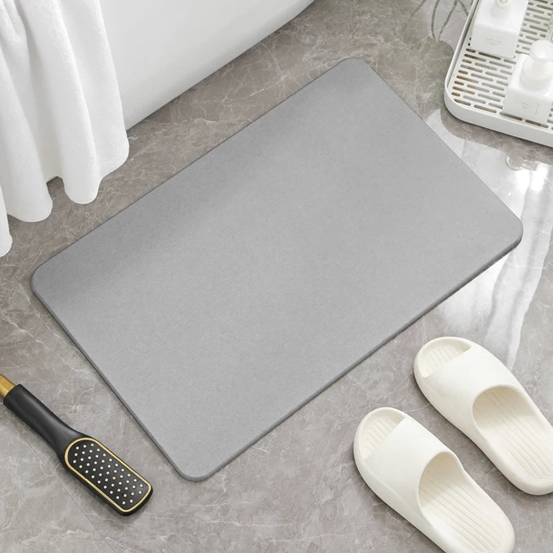 Custom Logo Luxury Diatomite Bath Mat Set, Non-Slip Absorbent Striped Shower Rug with Toilet Strip for Bathroom