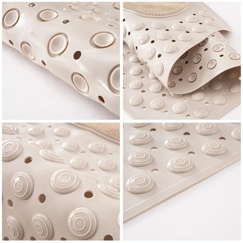 Foot Scrubber Shower Mat with Scrub Stone, Rectangle Bathtub Mat with Non-Slip Suction Cups and Drain Holes for Foot Massage