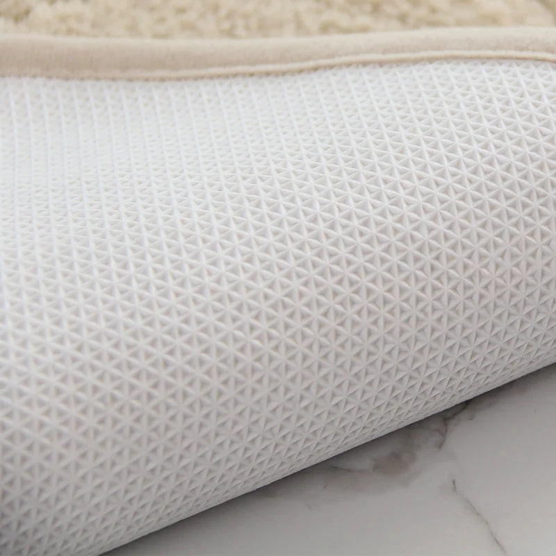 Comfortable Anti-Skid Absorbent Eco-Friendly Coral Fleece Bathroom Rug, Solid Pattern Water-Resistant Mat