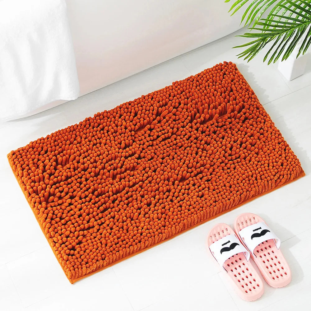 Extra Soft Chenille Polyester Bathroom Rug, Absorbent Quick Dry Bath Mat with Polypropylene Backing
