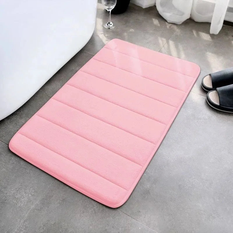 Super Absorbent Anti-Slip Shower Bath Floor Mat, Modern Polyester Bathroom Rug for Home & Hotel