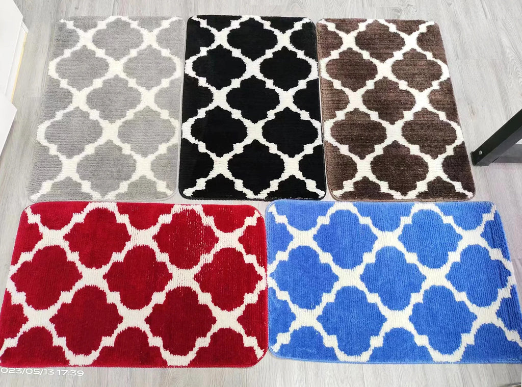 Luxury Microfiber Bath Mat, Non-Skid Solid Pattern Soft Water Absorbent Bathroom Mat