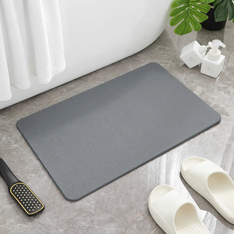 Custom Logo Luxury Diatomite Bath Mat Set, Non-Slip Absorbent Striped Shower Rug with Toilet Strip for Bathroom