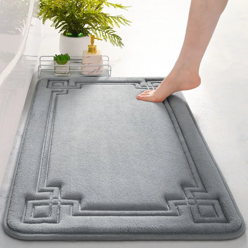 Thickened Embossed Bathroom Mat, Water-Absorbent Non-Slip Carpet for Bathroom