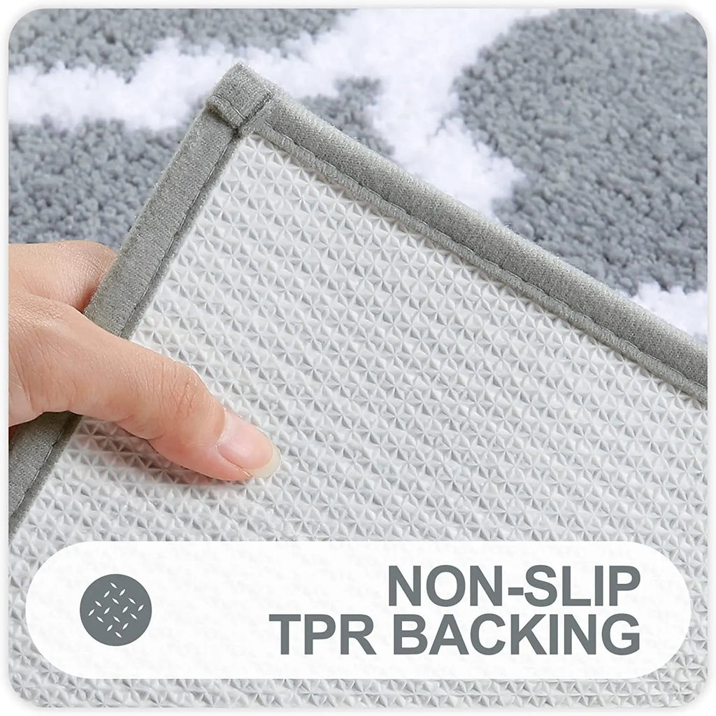 Luxury Microfiber Bath Mat, Non-Skid Solid Pattern Soft Water Absorbent Bathroom Mat
