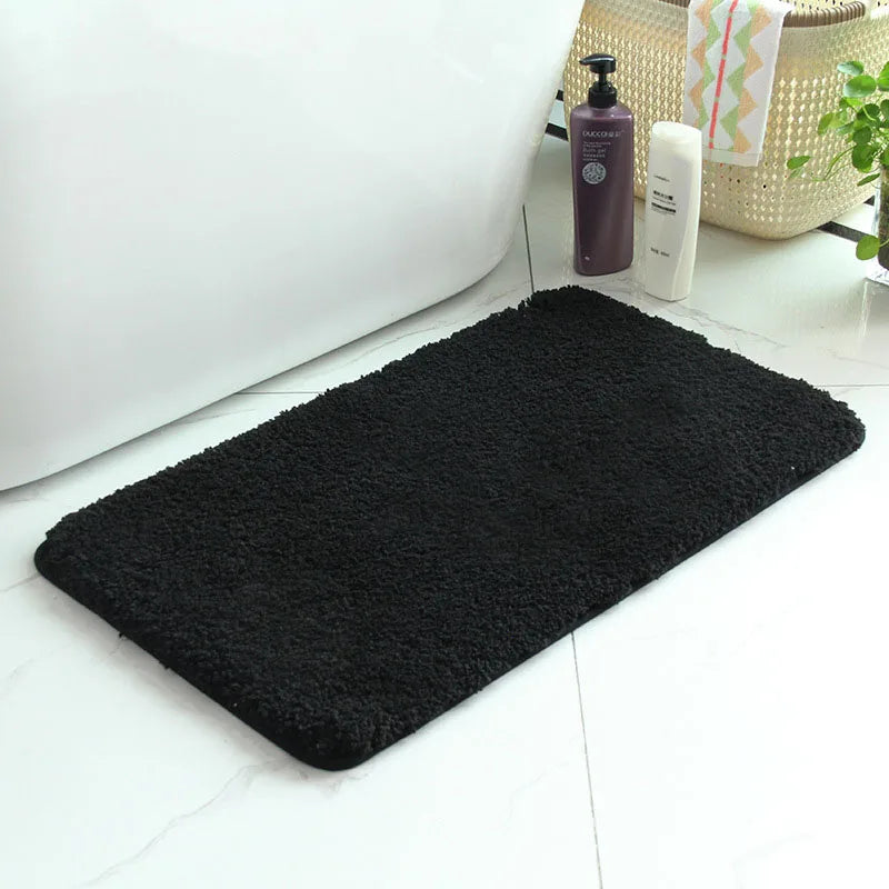 Comfortable Anti-Skid Absorbent Eco-Friendly Coral Fleece Bathroom Rug, Solid Pattern Water-Resistant Mat