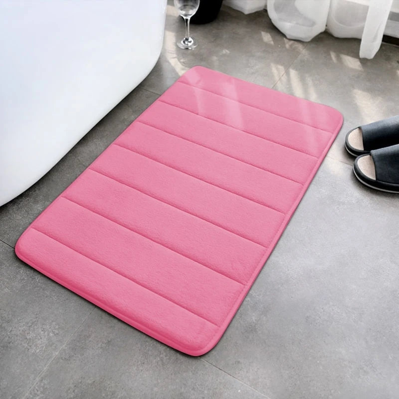 Super Absorbent Anti-Slip Shower Bath Floor Mat, Modern Polyester Bathroom Rug for Home & Hotel