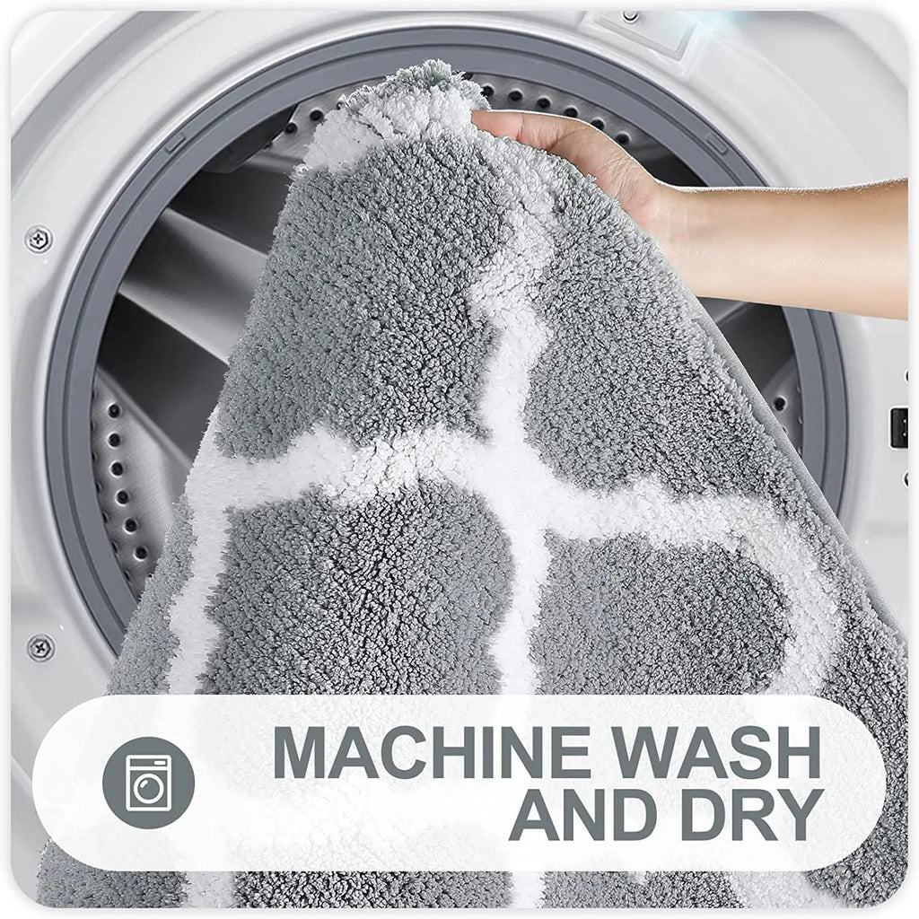 Luxury Microfiber Bath Mat, Non-Skid Solid Pattern Soft Water Absorbent Bathroom Mat