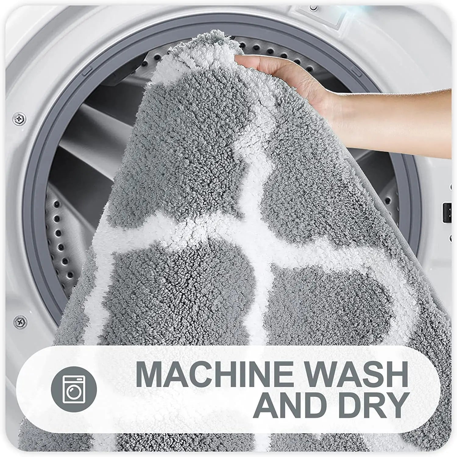 Luxury Microfiber Bath Mat, Non-Skid Solid Pattern Soft Water Absorbent Bathroom Mat