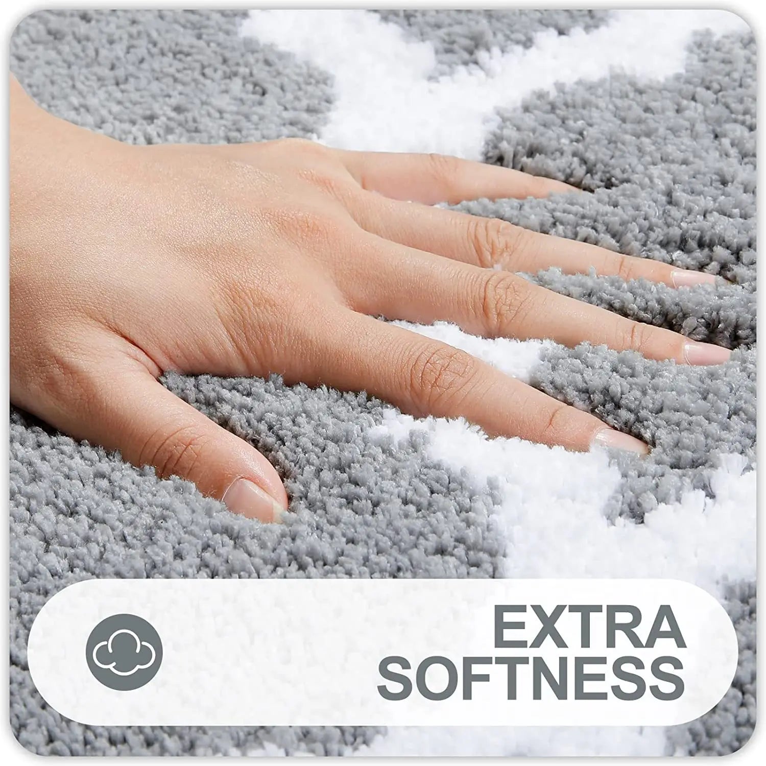 Luxury Microfiber Bath Mat, Non-Skid Solid Pattern Soft Water Absorbent Bathroom Mat