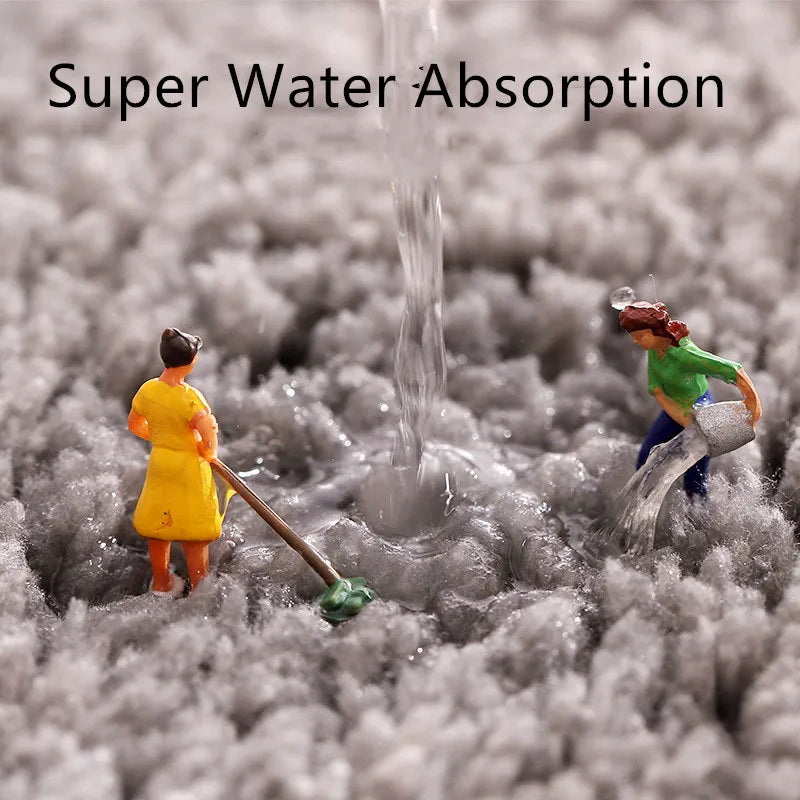 Non-Slip Water Absorbent Microfiber Bath Rug, Boho Leaves Pattern Fluffy Machine Washable Bathroom Door Mat