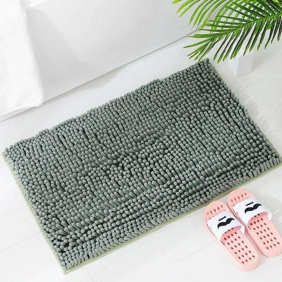 Extra Soft Chenille Polyester Bathroom Rug, Absorbent Quick Dry Bath Mat with Polypropylene Backing