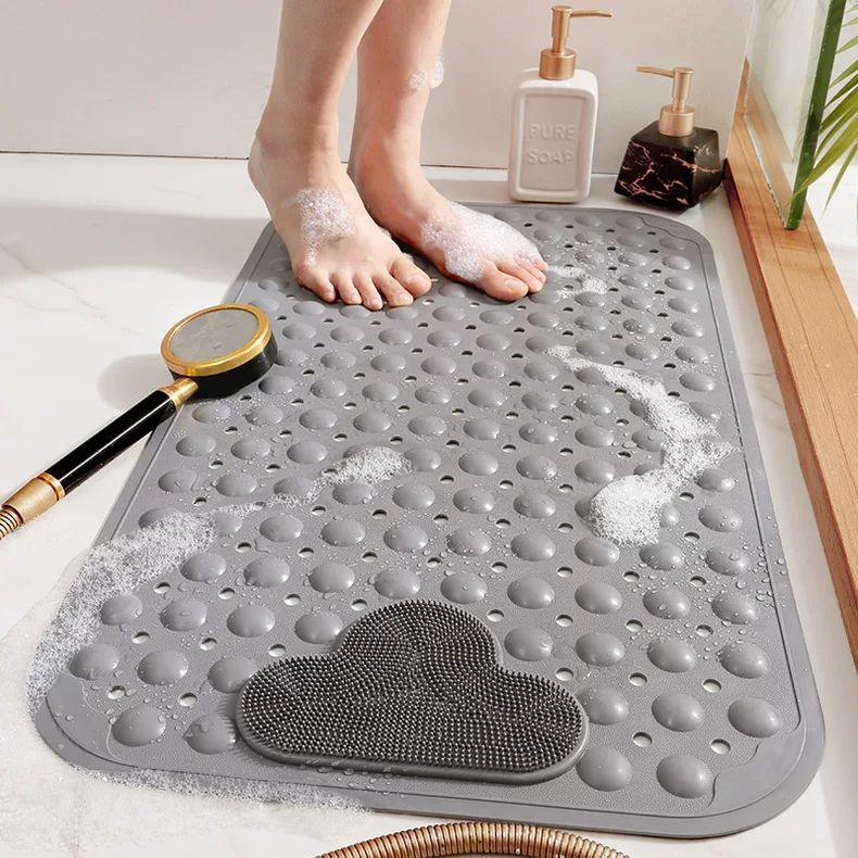 Non-Slip Soft TPE Bath Tub Mat, Machine Washable Shower Mat with Drain Holes & Suction Cups