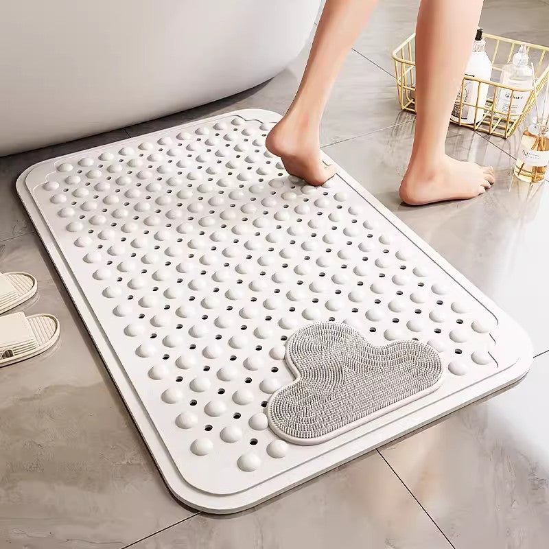 Non-Slip Soft TPE Bath Tub Mat, Machine Washable Shower Mat with Drain Holes & Suction Cups